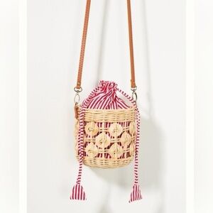 Anthropologie Raffia Bucket Bag Purse NWOT